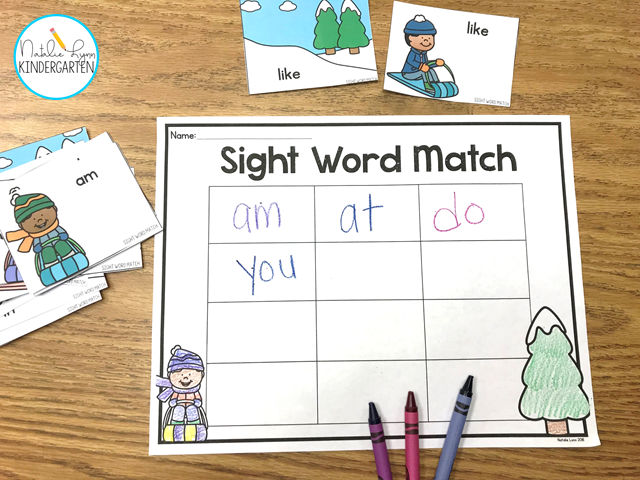 December Sight Word Centers for Kindergarten