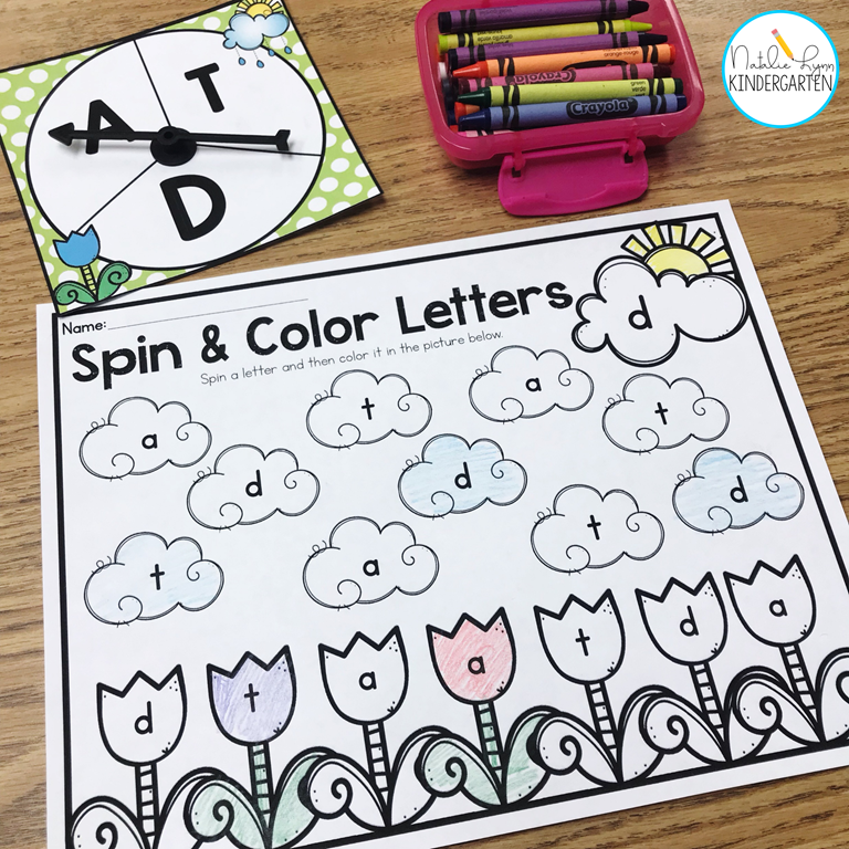 Spin and Color Letters - Alphabet Centers for Kindergarten