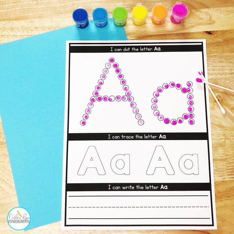 fine motor alphabet activities - q tip letter painting