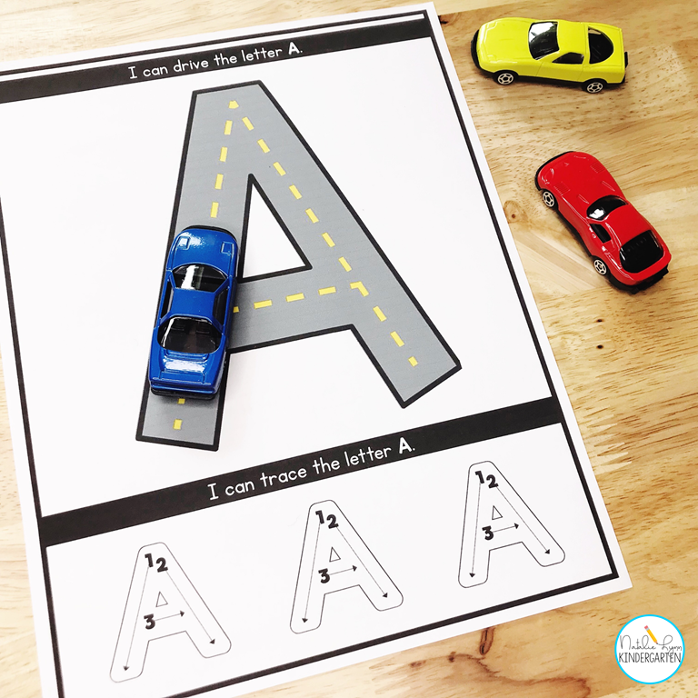 fine motor alphabet activities - road driving letters