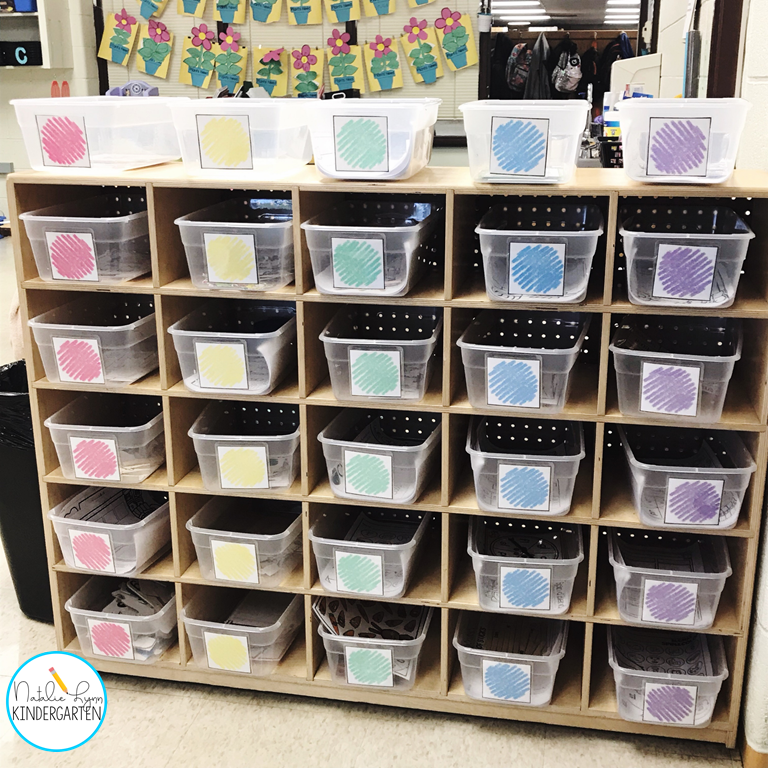 How to run literacy centers in kindergarten with student choice - differentiated center baskets