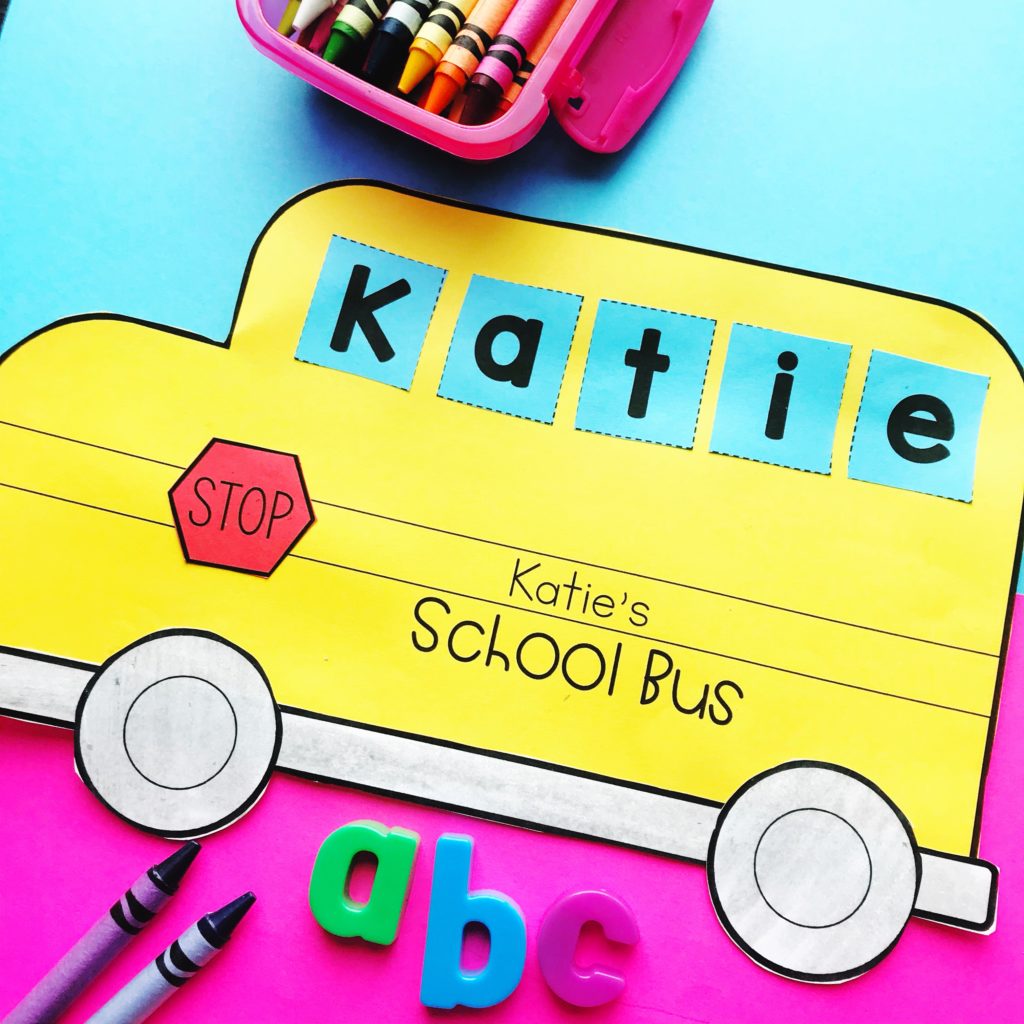 back to school Kindergarten school bus name craft