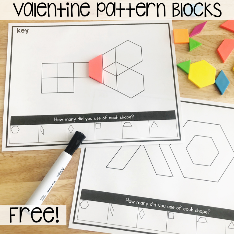 Valentine Centers - Valentine's Day Pattern Block Puzzles