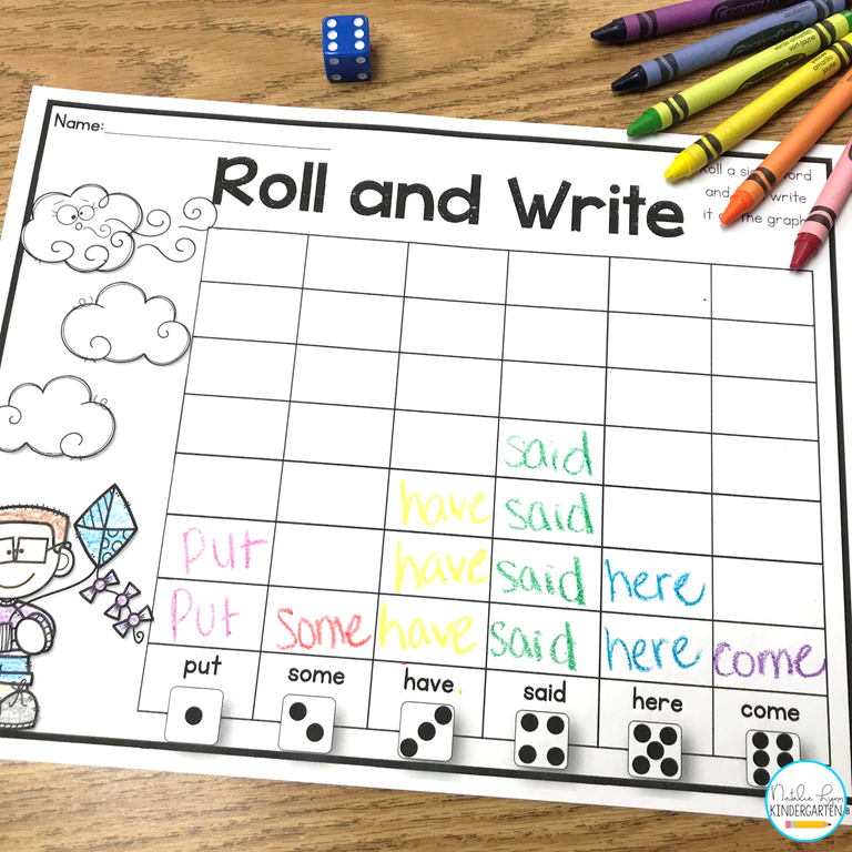 March sight word centers - roll and write