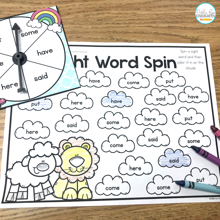 March sight word centers - spin and color