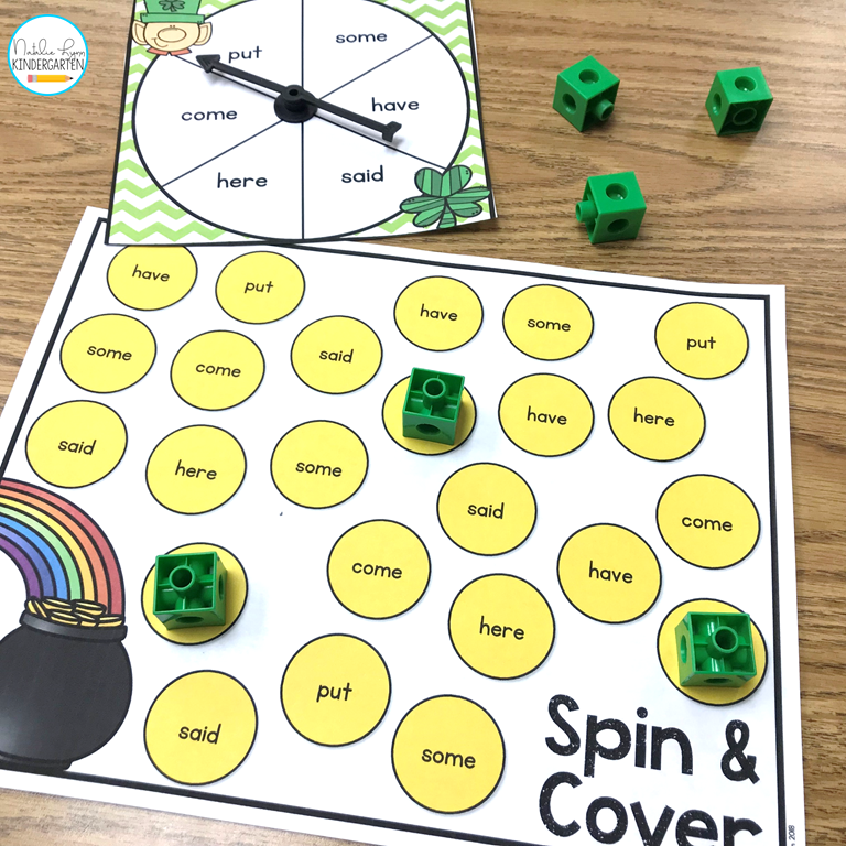 March sight word centers - spin and cover