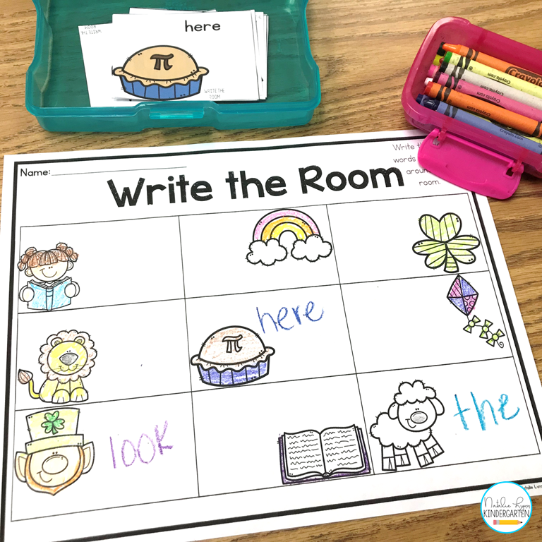 March sight word centers - write the room