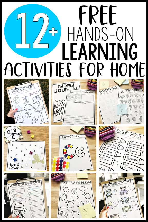 free, hands on home learning activities for preschool, pre-k, and kindergarten