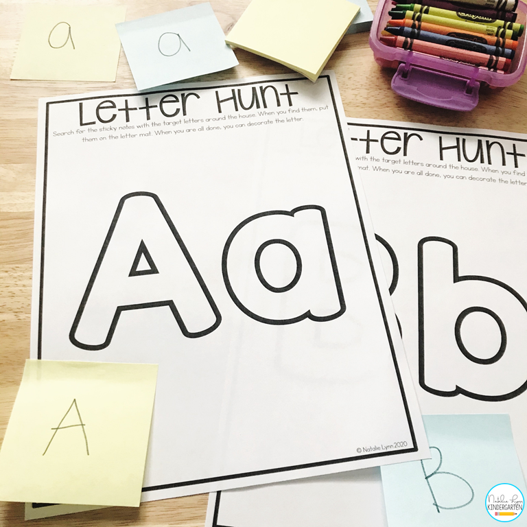 letter hunt preschool pre-k activity for home learning