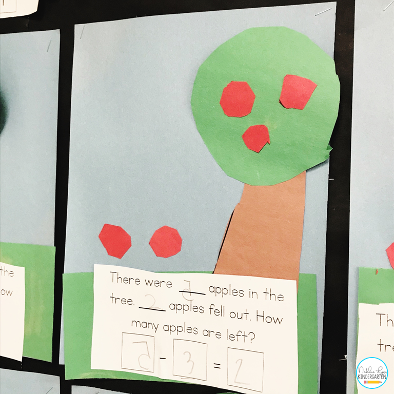 apple tree subtraction activity for kindergarten