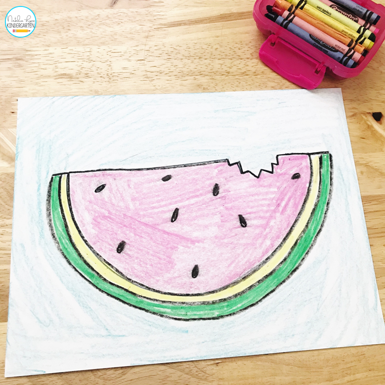 free watermelon directed drawing for preschool, pre-k, kindergarten, and first grade