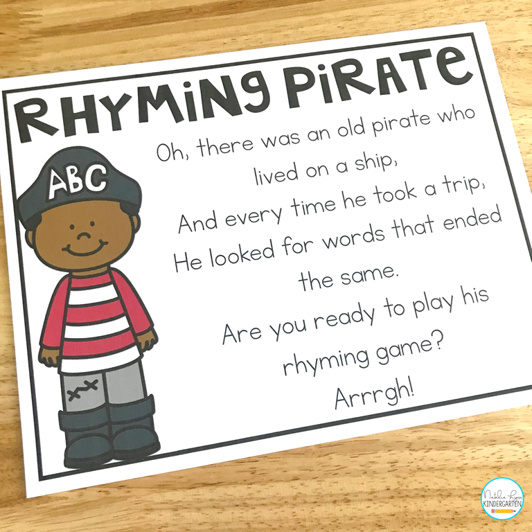 how to teach rhyming words in kindergarten - pirate rhyming words game