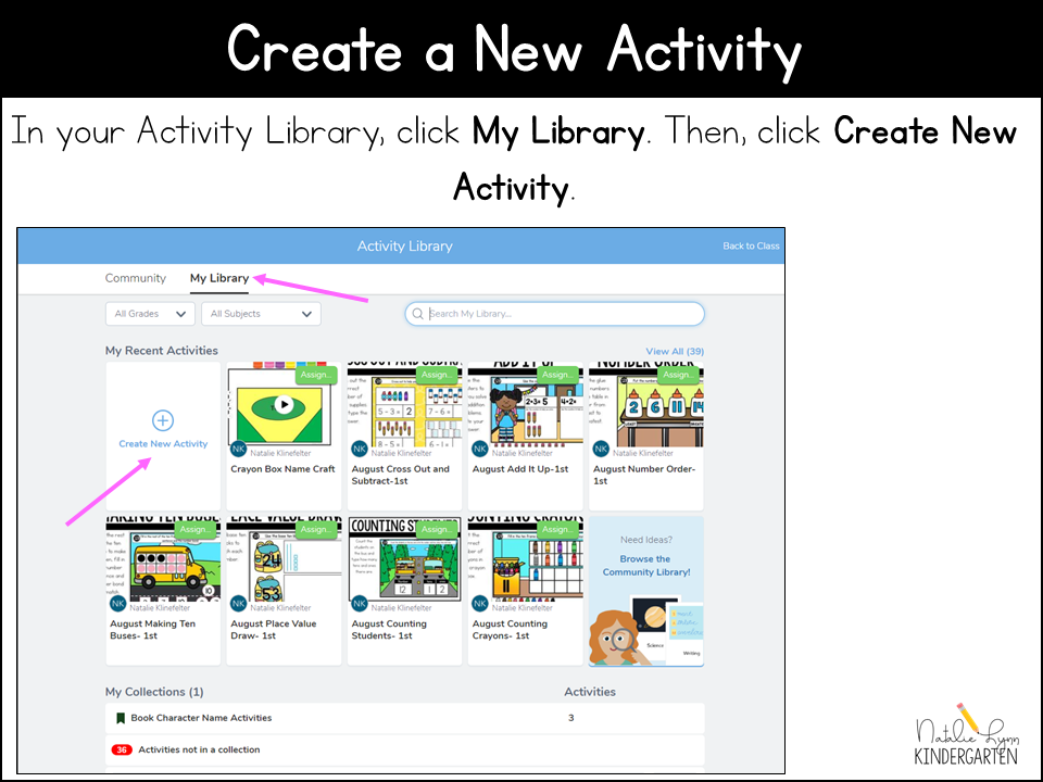 seesaw tutorial step 2: create a new activity
