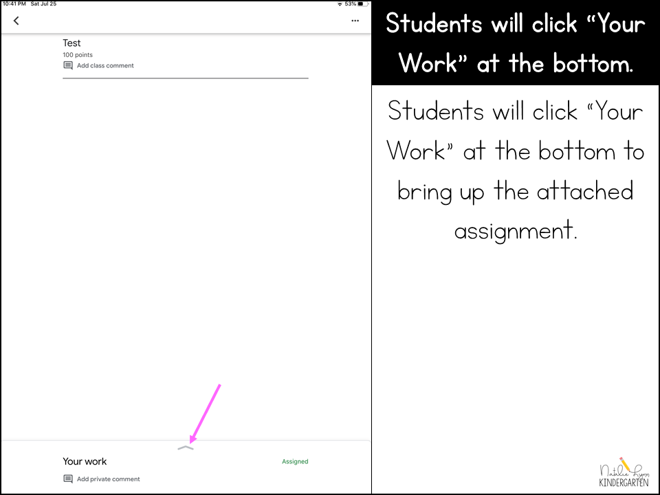 Google Classroom Tutorial Step 2: Students will click Your Work