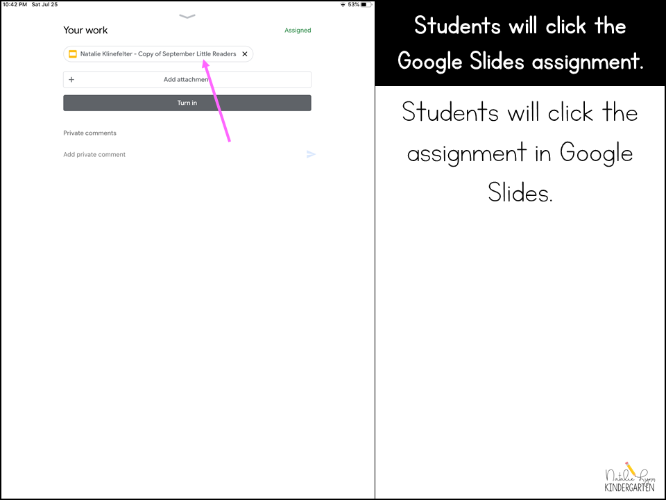 Google Classroom Tutorial Step 3: Students will click the assignment