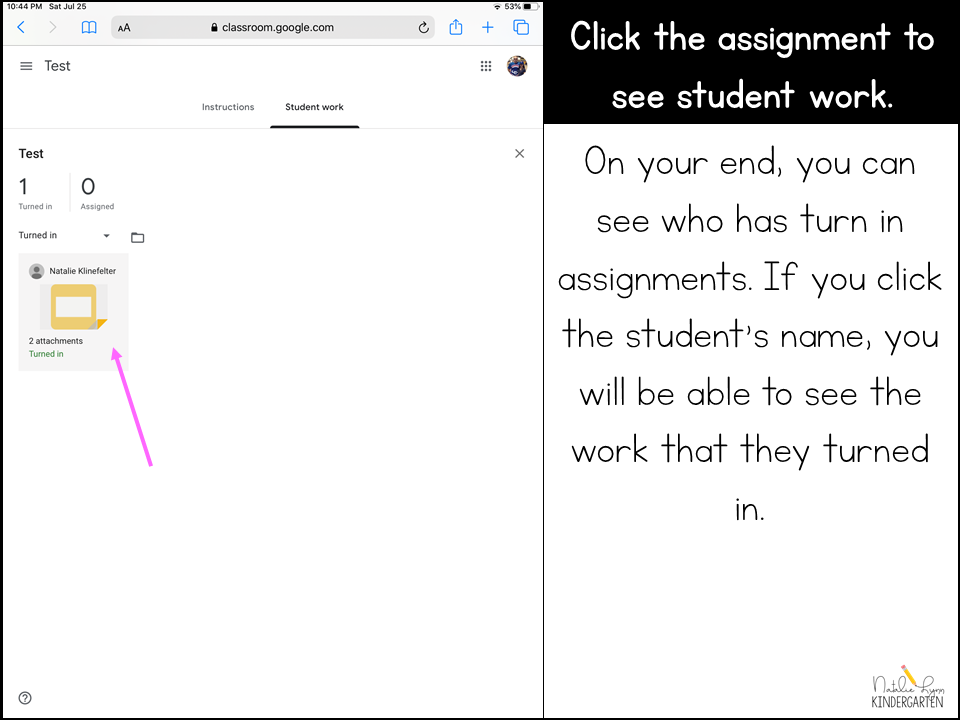 Google Classroom Tutorial Step 9: You can check student responses