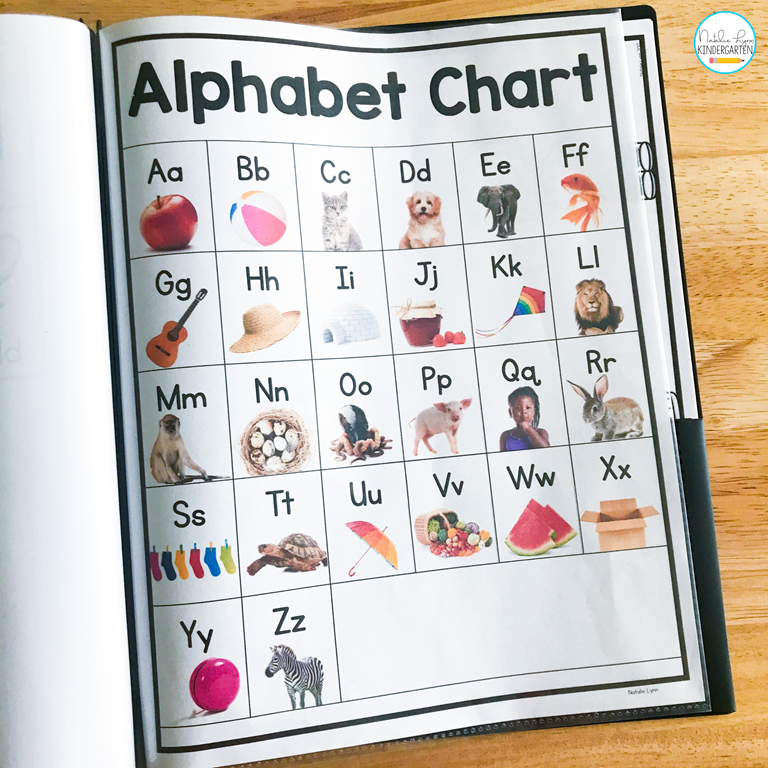 writing center folder for kindergarten alphabet chart