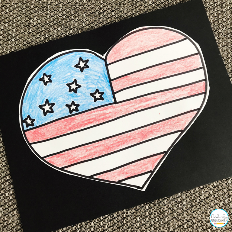 American heart patriotic directed drawing