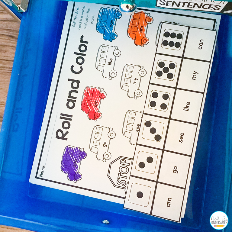 sight word game for kindergarten | roll and color