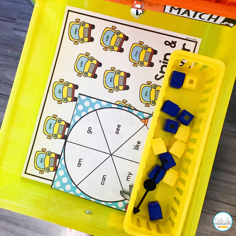 sight word games for kindergarten | spin and cover sight word activities