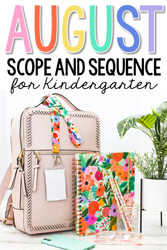 August scope and sequence lesson plans for kindergarten back to school activities