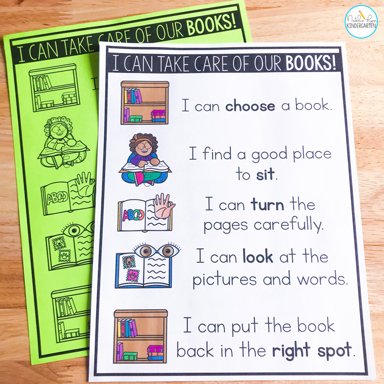 library book care posters for kindergarten and preschool