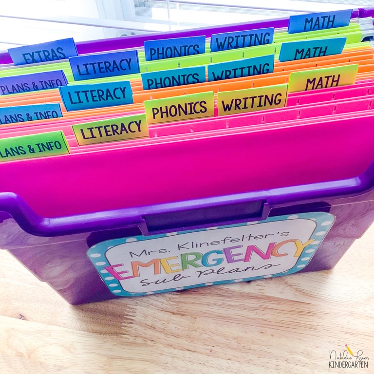 organize your emergency sub plans elementary kindergarten