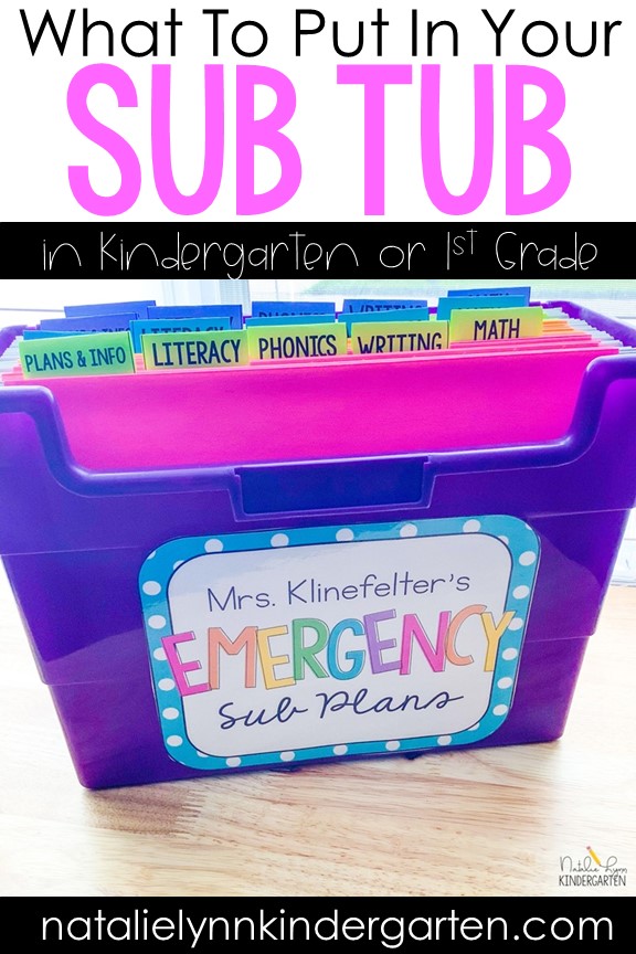 what to put in your emergency sub tub in kindergarten first grade elementary organize your substitute plans