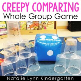 Creepy comparing math game a Halloween kindergarten whole group math activity