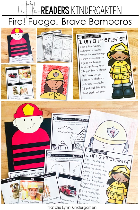 October read aloud book activities for kindergarten fire safety week read aloud fire fuego brave bomberos book activities picture books and literacy activities for kindergarten reading while group reading for October fire safety craft and firefighter poem