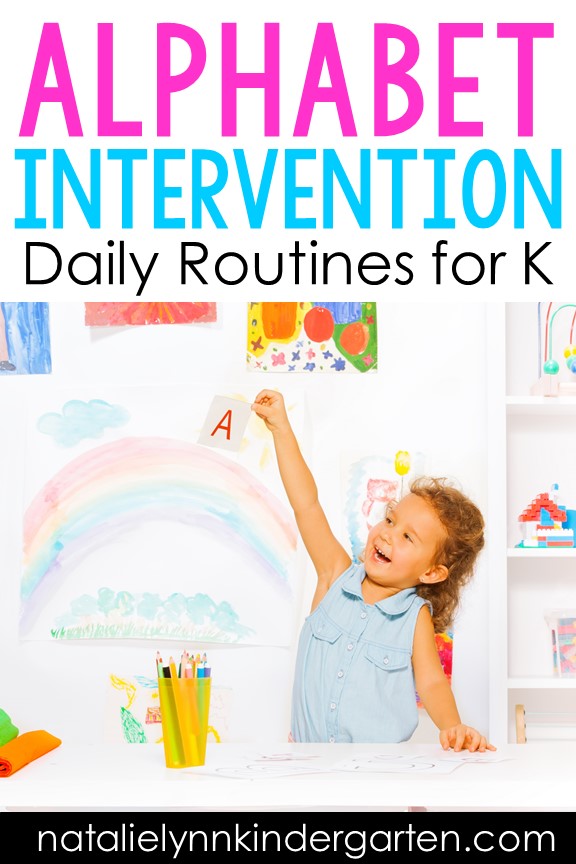 Incorporate these alphabet intervention activities into your kindergarten daily routine to see your students grow! These letter ID and letter sounds intervention activities are easy to implement as part of your morning meeting routine or in small groups and guided reading in kindergarten. #alphabetactivities #letteractivities #kindergartenactivities