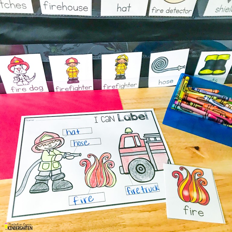 fire safety centers for preschool, pre-K, kindergarten - fire safety writing center