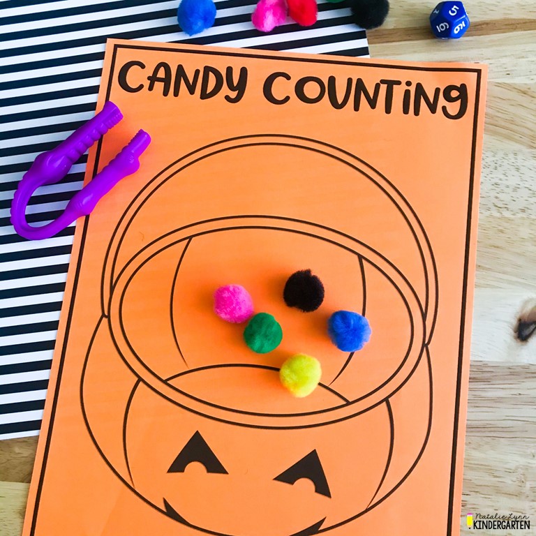 candy corn counting math mat free Halloween math centers for preschool pre-K kindergarten