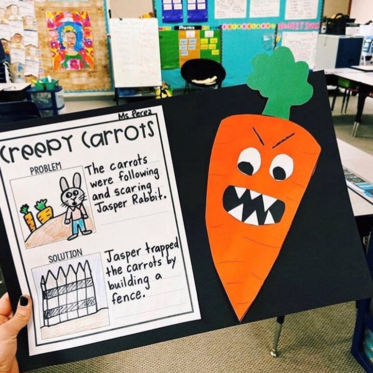creepy carrots book activities for reading comprehension in October kindergarten or first grade
