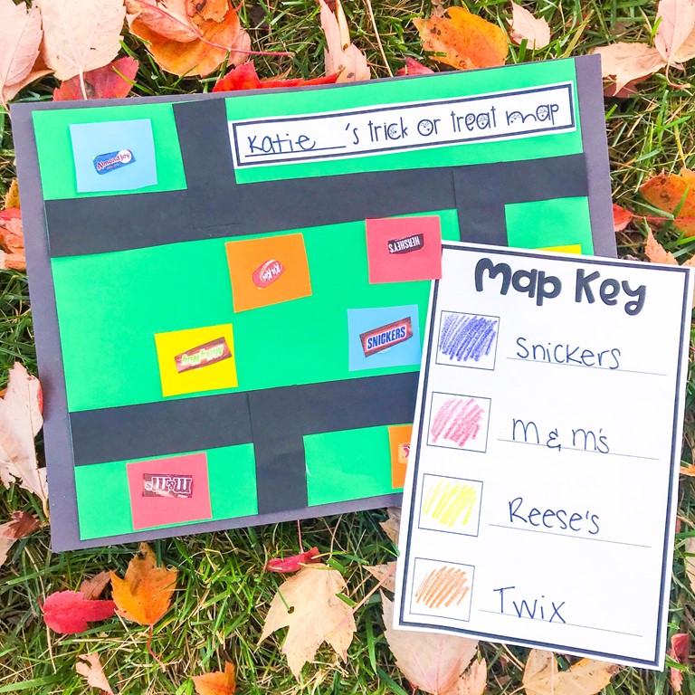 halloween social studies lesson for kindergarten - create a trick or treat map with a map key