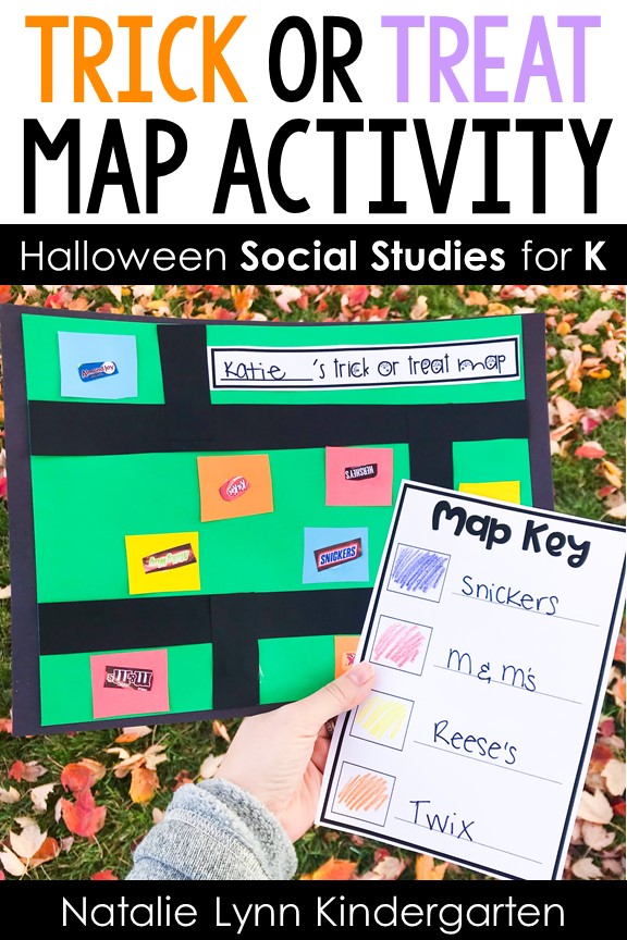 Your kindergarten students will love this fun Halloween social studies lesson! For this Halloween social studies activity, students will make their own trick or treat maps and map keys using environmental print. This is a great map activity for kindergarten or 1st grade students! Creating maps is more meaningful with this Halloween connection.