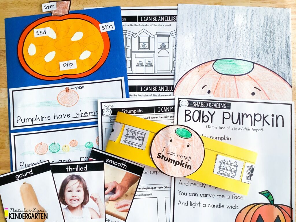 October read aloud book activities for kindergarten Stumpkin activities