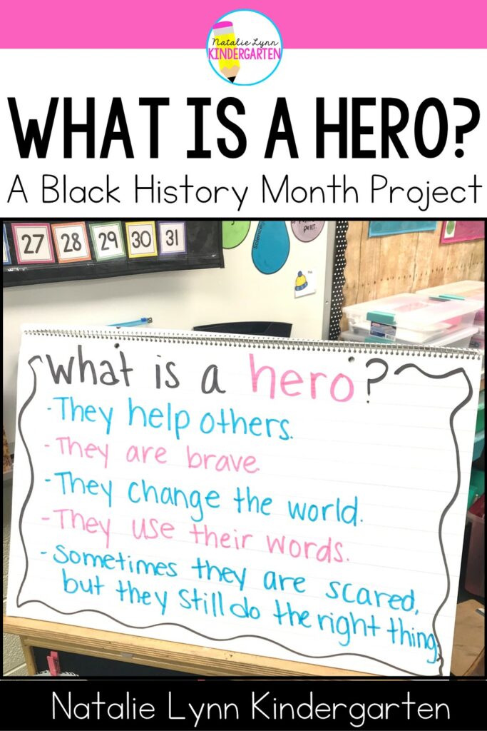 Need easy Black History Month activities for kindergarten? Want a Black History month activity that is meaningful? Ask this question - What is a Hero? This Black History Month project for kindergarten is a great way to introduce your lower elementary students to different Black heroes and make connections.