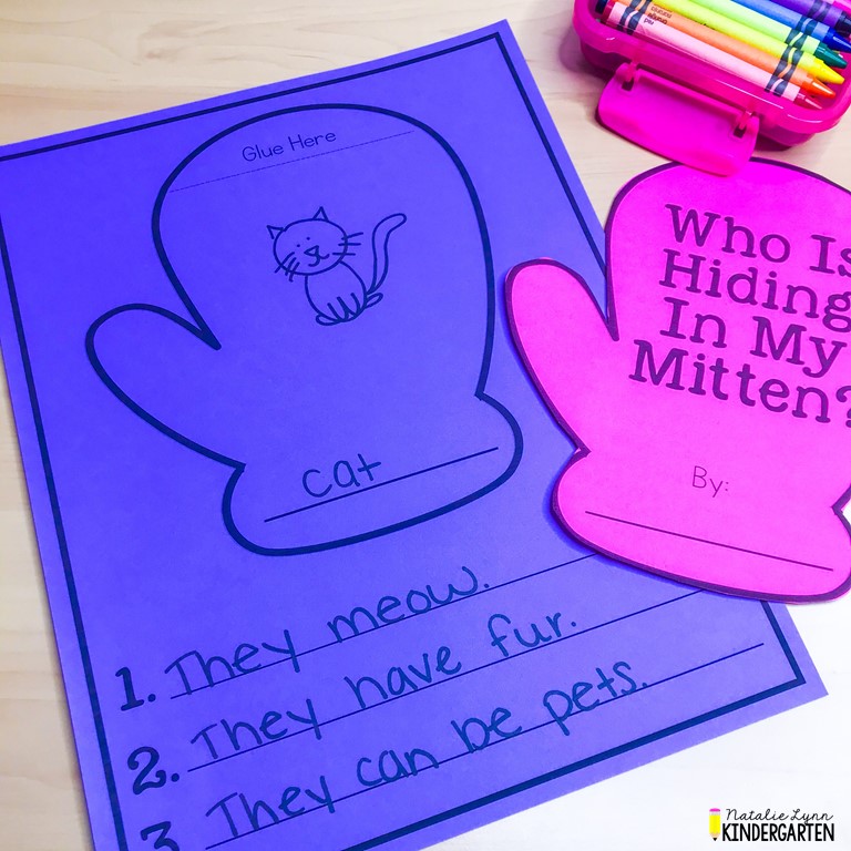 who is hiding in the mitten writing activity for kindergarten and 1st grade