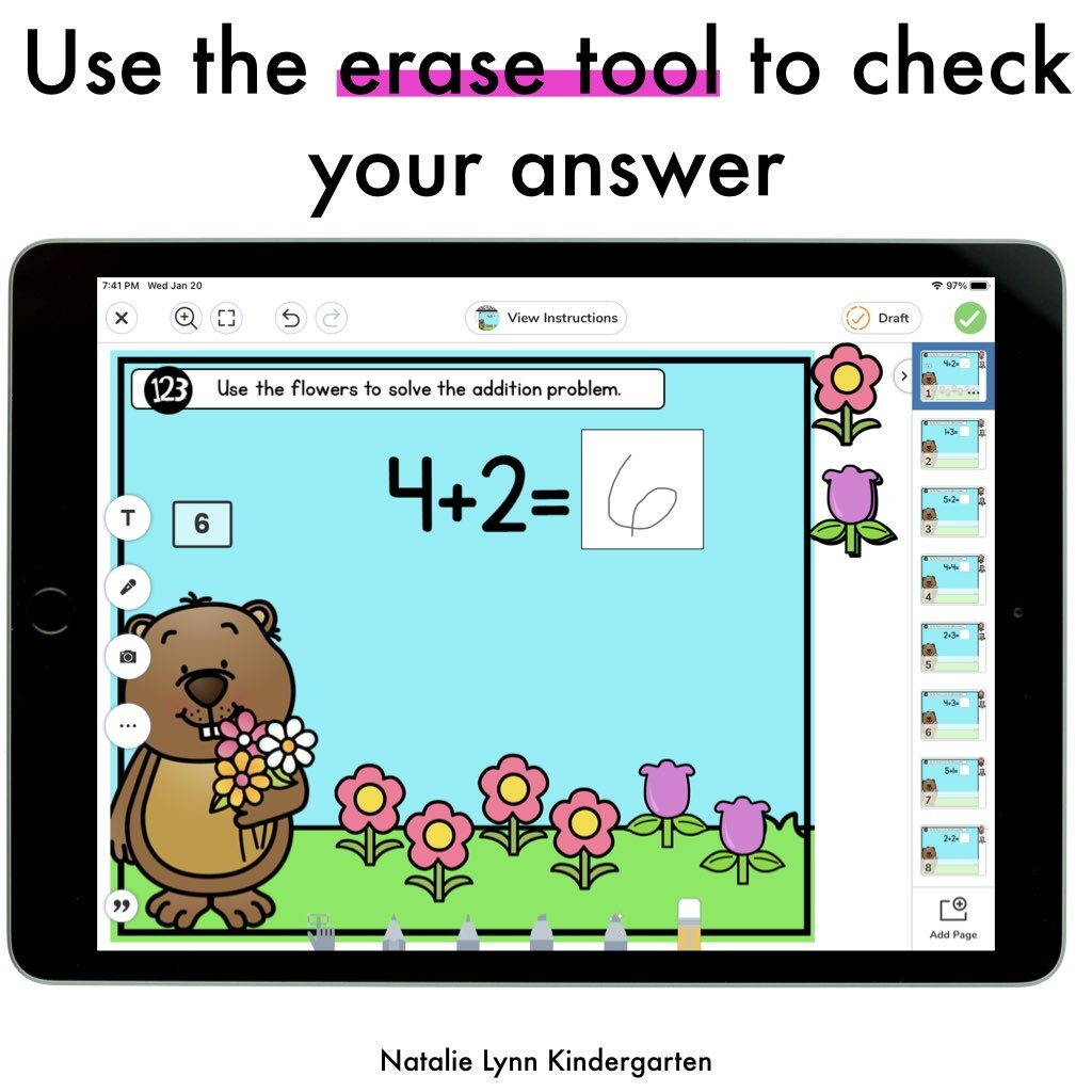 How to make self-correcting activities in Seesaw | students will use the erase tool in seesaw to check their answer