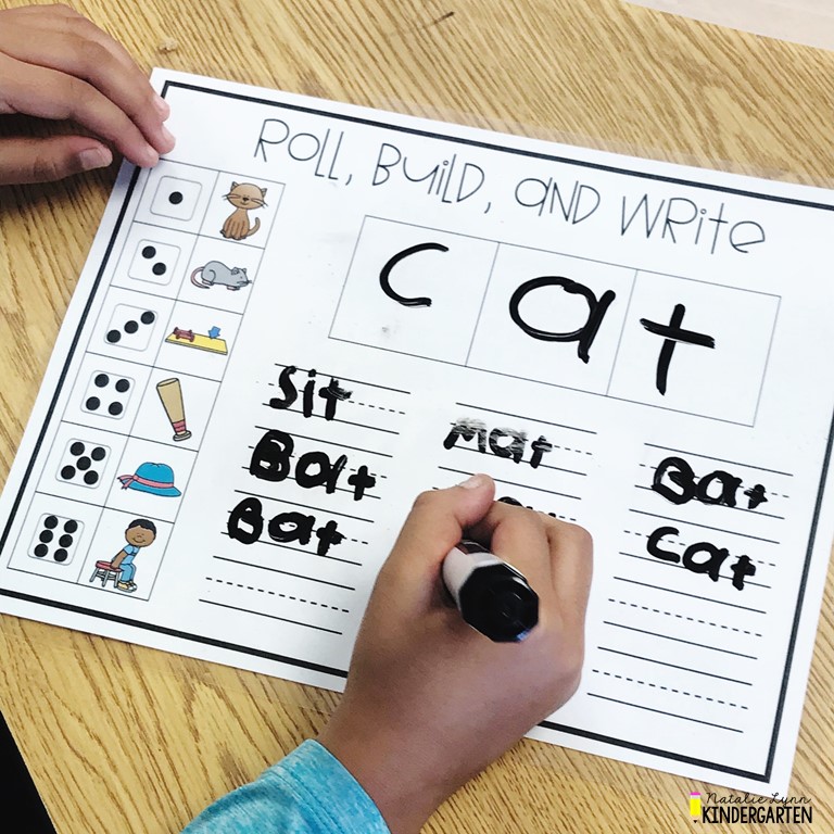 Roll build and write CVC Words | CVC word activities and centers for kindergarten