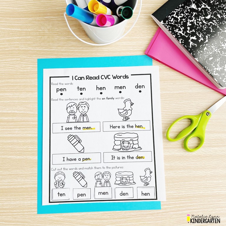 Build CVC word fluency with CVC fluency worksheets Kindergarten