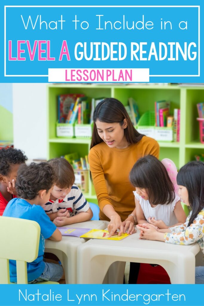 Guided reading with level a students in kindergarten | Wondering what to do with your kindergarten small groups? What should guided reading look like in kindergarten? What do you do with emergent readers? This blog post will walk you through a kindergarten guided reading lesson with level a readers including pre-reading activities, level a teaching points, comprehension questions, level a word work activities, sight word activities, and guided writing with level a readers.
