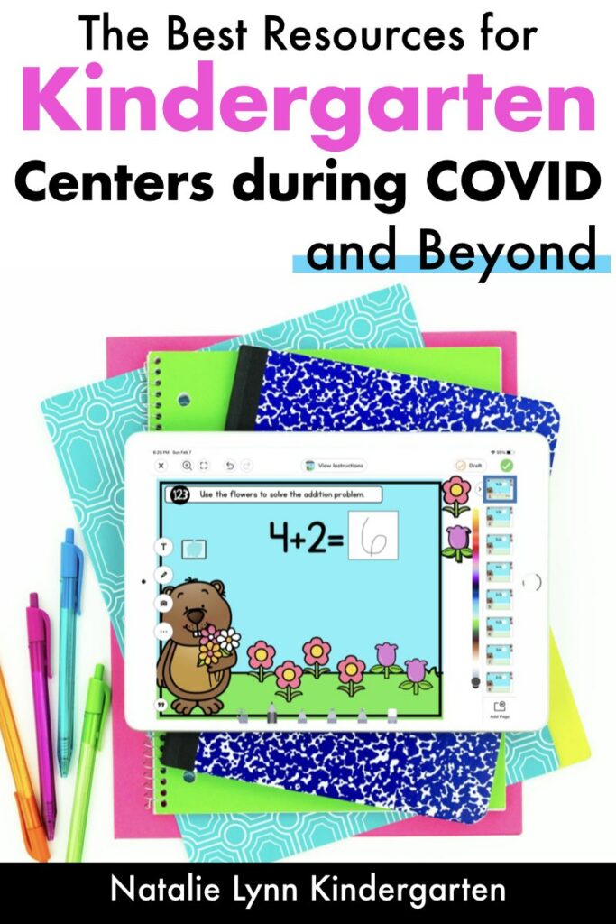 Need ideas for Kindergarten centers during COVID? These hands on math and literacy center ideas and resources are perfect for centers while social distancing and beyond. Solo math centers and solo literacy centers are perfect for kindergarten.