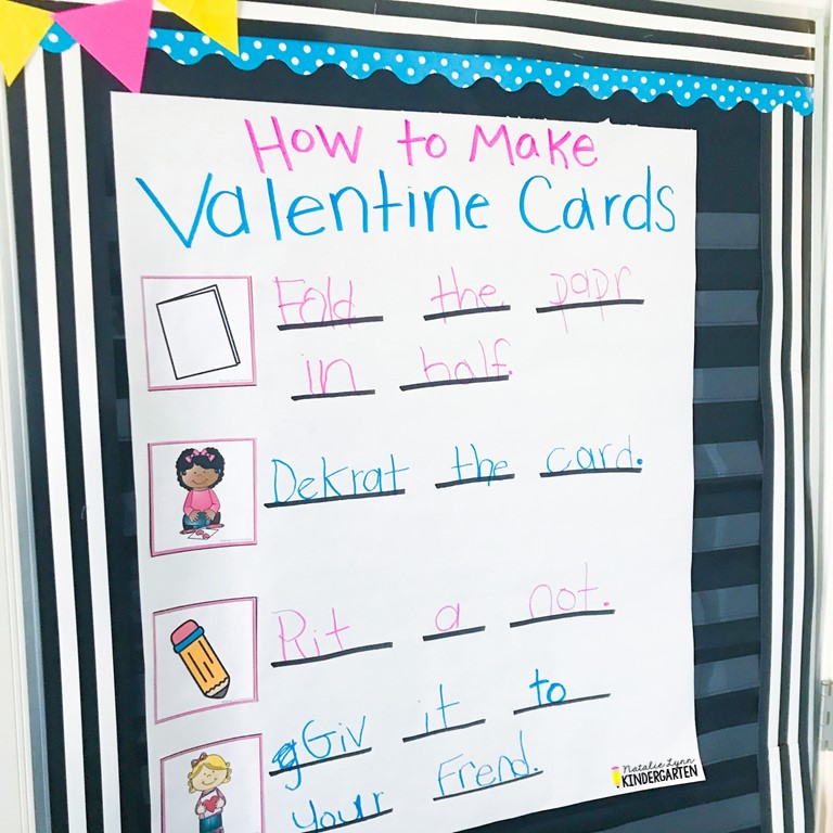 How to Make Valentine's day Cards sequencing and writing activities for Kindergarten
