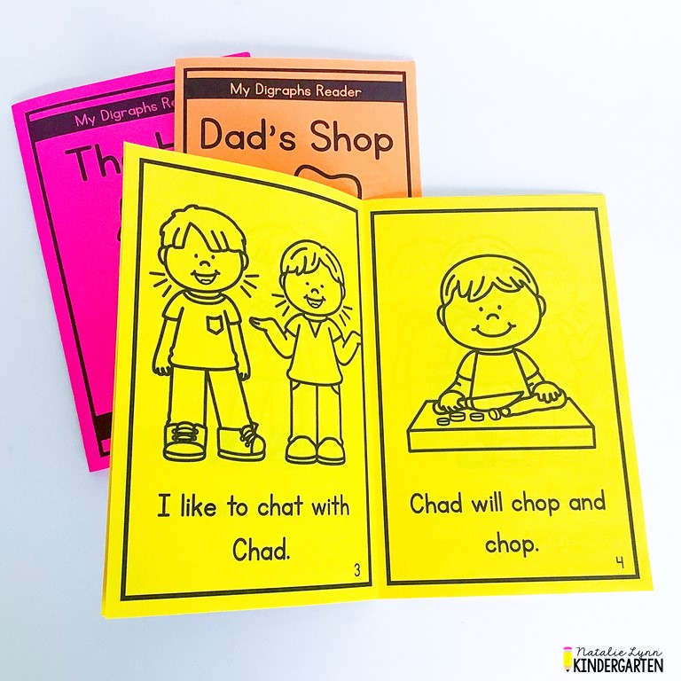 Kindergarten digraph decodable books for guided reading