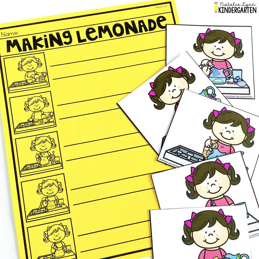 When Grandma Gives You a Lemon Tree how to make lemonade writing for Kindergarten 