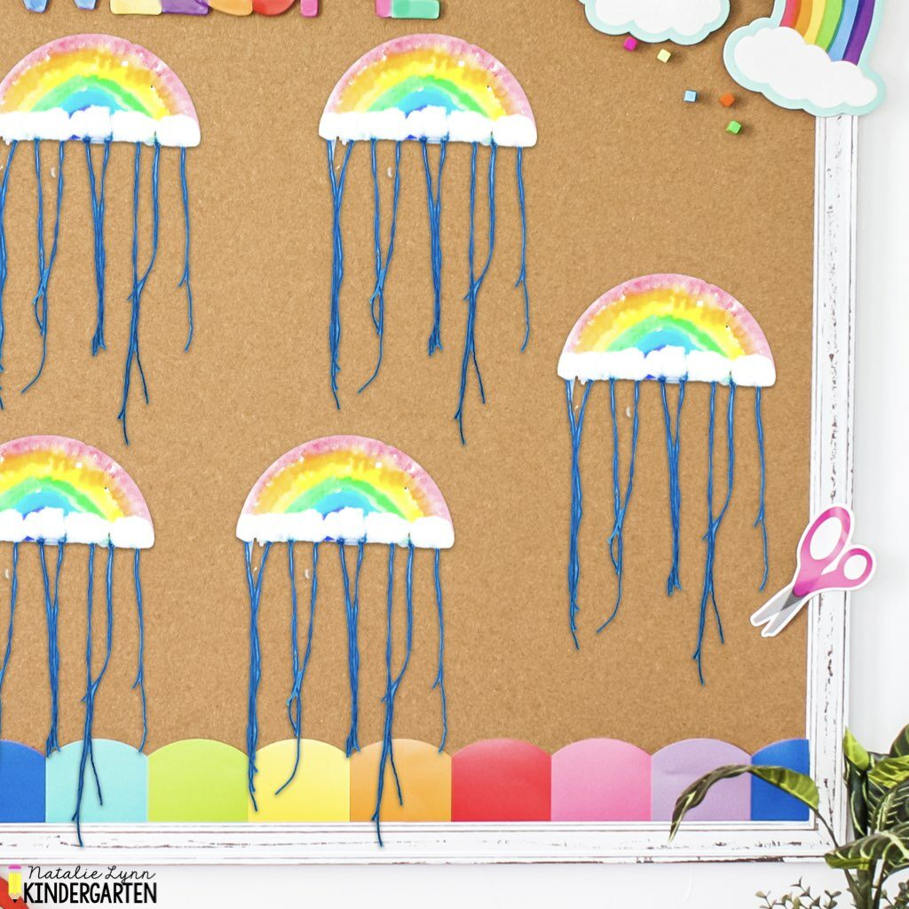 Easy spring bulletin board ideas for preschool and kindergarten | rainbow craft