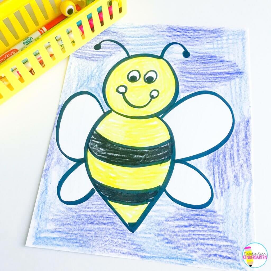 Honey bee Bee directed drawing for kids kindergarten and first grade activities