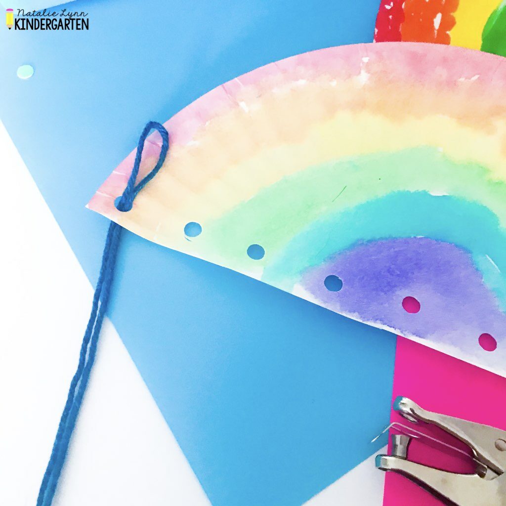 Rainbow craft for preschool and kindergarten | thread the string